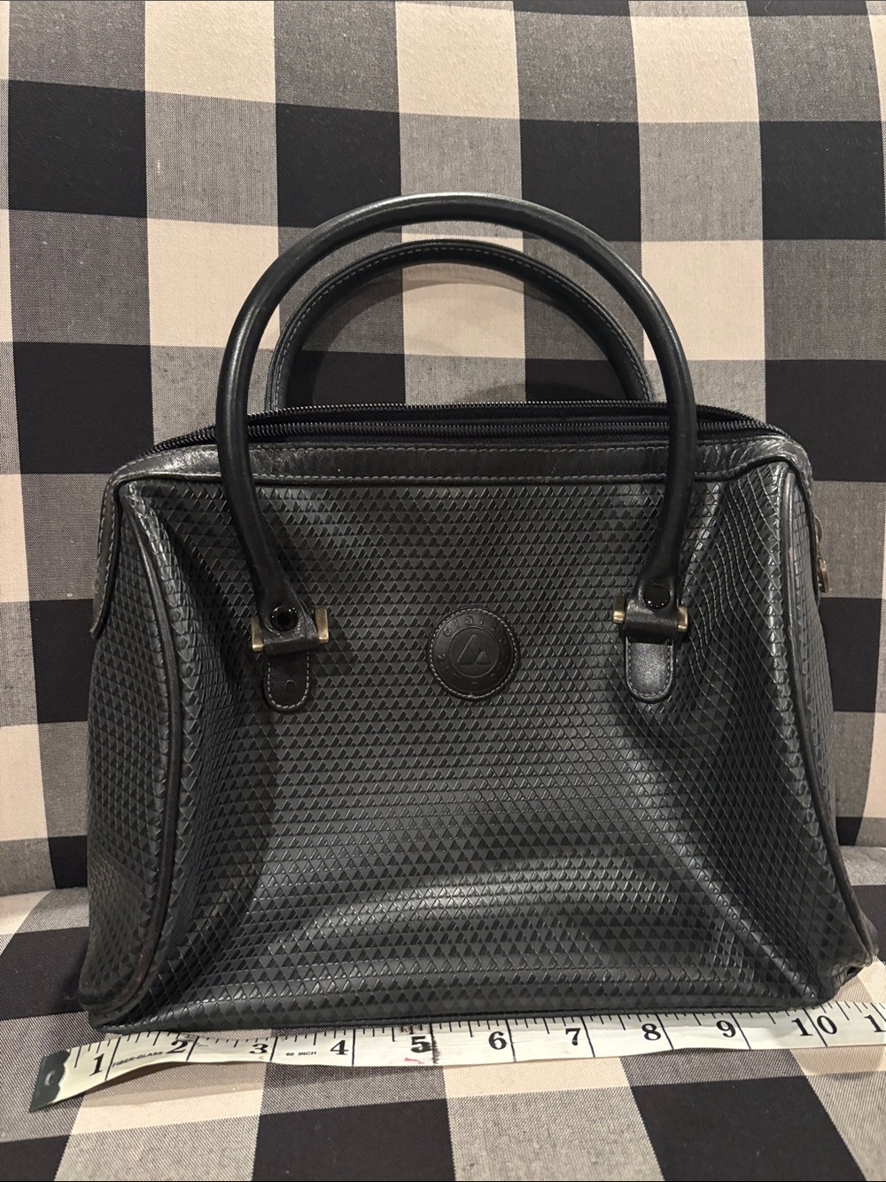 Liz Claiborne vintage Black Textured Satchel Handbag